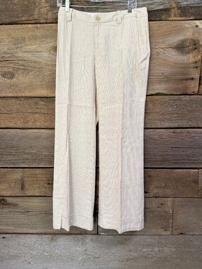 Banana Republic Jackson Fit  linen pants, Cream with white pinstripes, Size 6